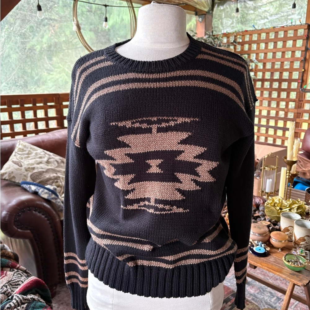 Ralph Lauren Black & Tan Southwestern Crewneck Sweater